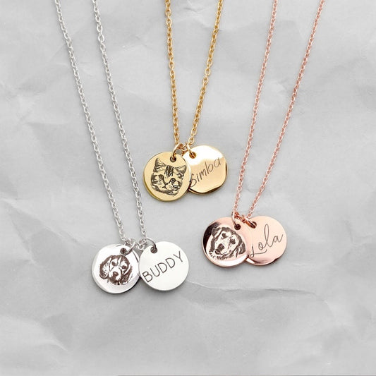 Pet Portrait & Handwriting Disc Necklace