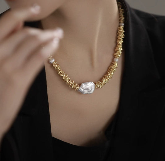 Rustic Glam Pearl Necklace