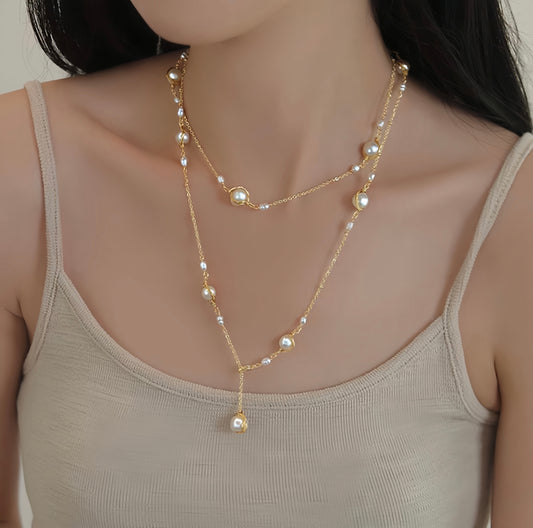 Glided Pearl Elegance Necklace