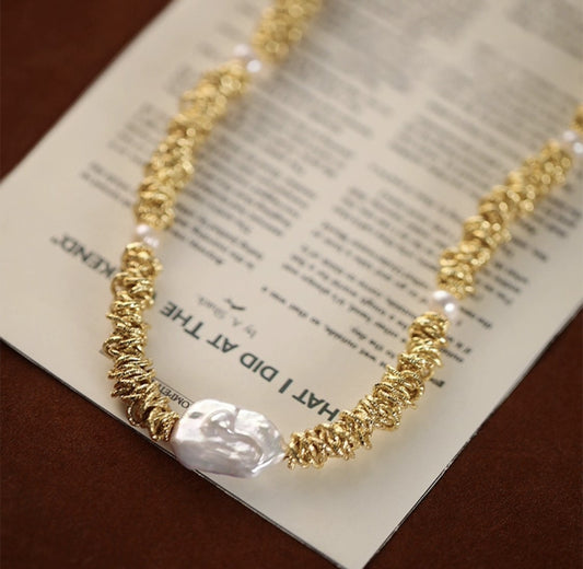 Rustic Glam Pearl Necklace